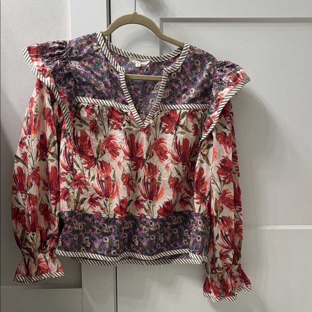 Entro Floral Blouse - Red and Purple